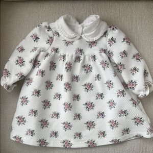 Janie & Jack Floral Baby Dress with Peter Pan Collar